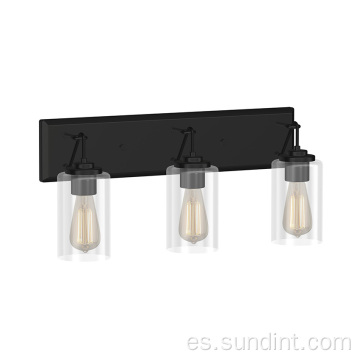 Elegente luz de tocador de baño negro de 3 luces